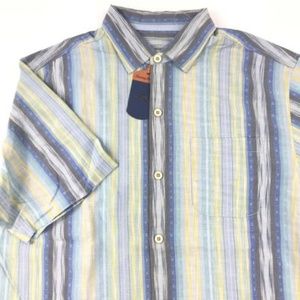 Tommy Bahama Camp Shirt Stripe Silk Medium